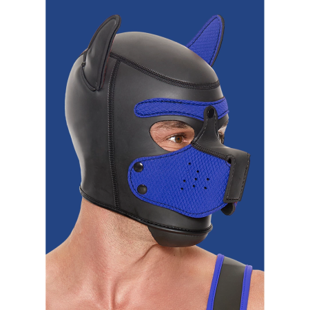OUCH! Neoprene Puppy Mask Blue - Adjustable Detachable Muzzle Hood