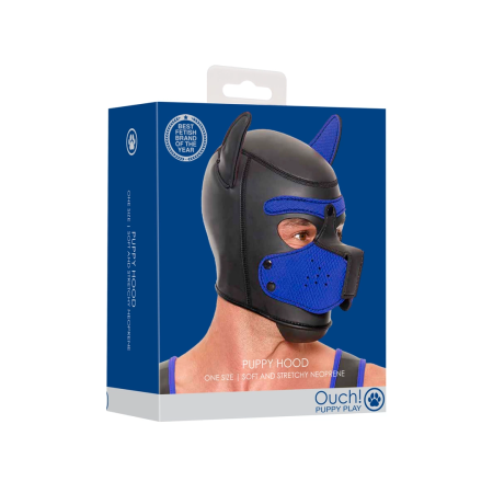 OUCH! Neoprene Puppy Mask Blue - Adjustable Detachable Muzzle Hood