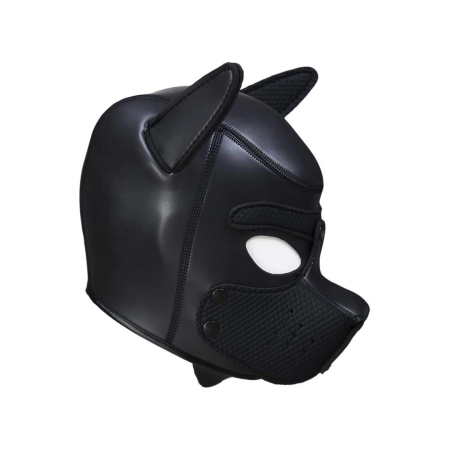 OUCH! Neoprene Puppy Play Mask Black - Adjustable Detachable Muzzle