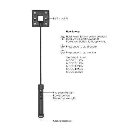 ElectroShock E-Stimulation Crop Black - Wireless USB Charging Model