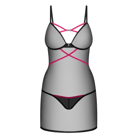 Obsessive Novenes Chemise M/L Black Transparent 2-Piece Lingerie Set