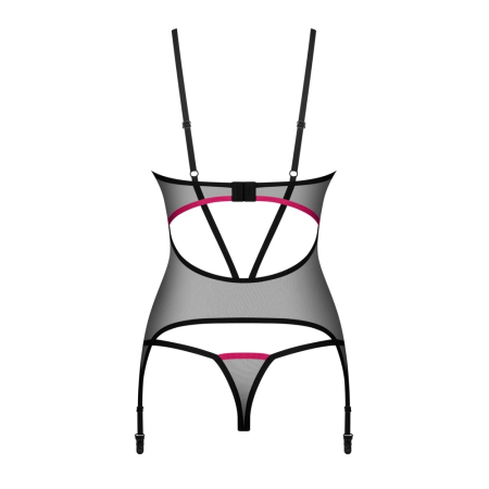 Obsessive Novenes Transparent Lingerie Set Black/Pink M/L