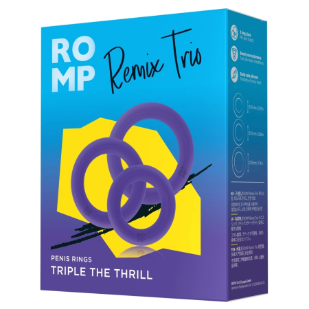 ROMP Remix Trio Silicone Rings Set - 3 Stretchable Sizes, Black