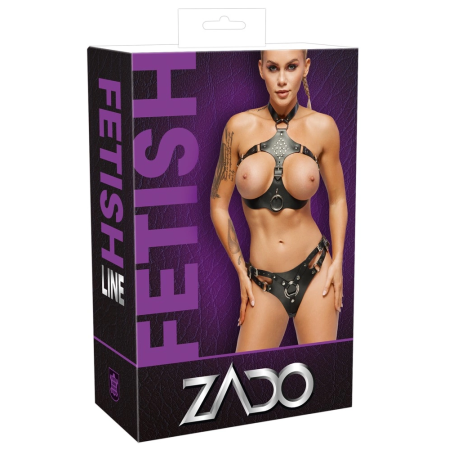 ZADO Leather Harness Set 2XL - Adjustable Black Buffalo Leather