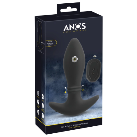 ANOS RC Dual-Motor Intimate Plug with Moving Massage Rings, Black, 16.4 cm