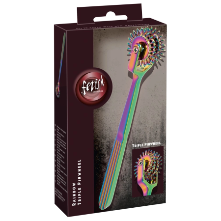 Fetish Collection Rainbow Triple Pinwheel Metal Sensory Tool 18.5cm
