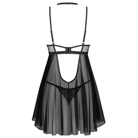 Obsessive Donarella 3-Piece Babydoll Set Black XL/2XL Adjustable Choker