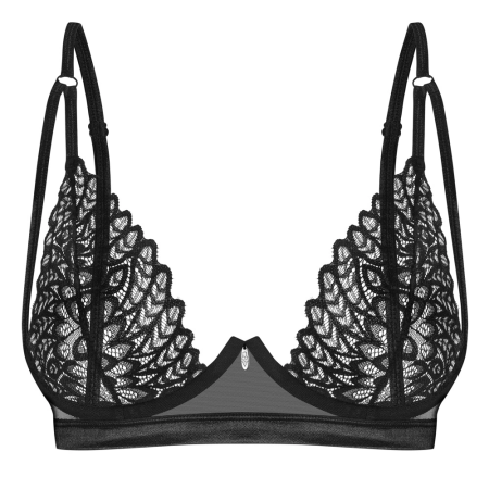 Obsessive Donarella Bra Black XL/2XL - Embroidered Tulle, Adjustable Fit