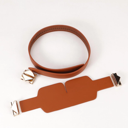 LOCKINK Leather Blindfold Kit Brown Adjustable Metal Buckles