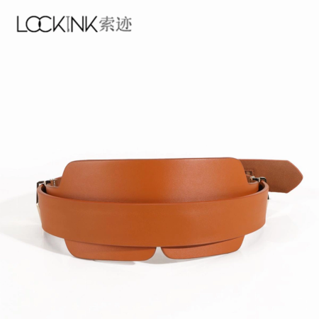 LOCKINK Leather Blindfold Kit Brown Adjustable Metal Buckles