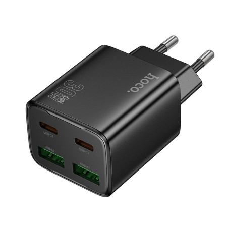 Juodas įkroviklis Hoco N56 30W GaN 2xUSB-C/2xUSB-A