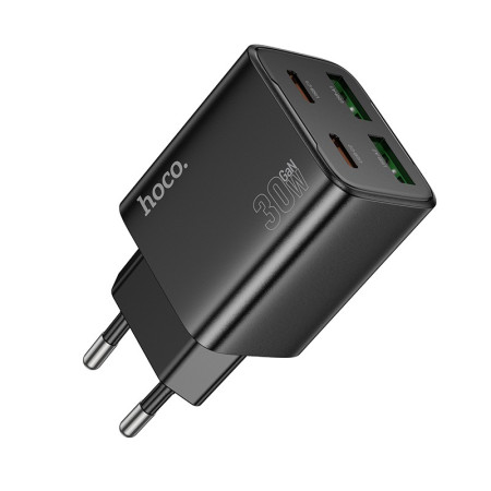Juodas įkroviklis Hoco N56 30W GaN 2xUSB-C/2xUSB-A