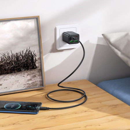 Juodas įkroviklis Hoco N56 30W GaN 2xUSB-C/2xUSB-A