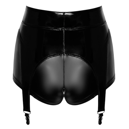 Noir Handmade Powerwetlook Suspender Panty XL with 2-Way Zip Black