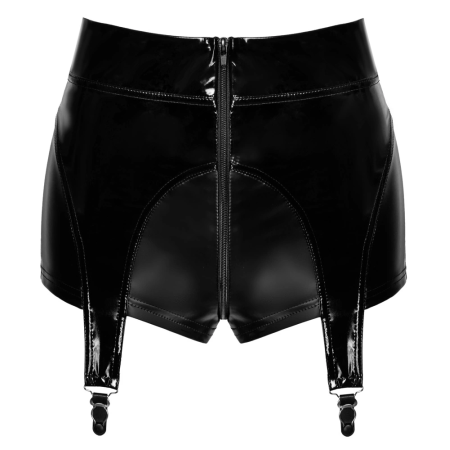 Noir Handmade Powerwetlook Suspender Panty L High-Waist Zip Black