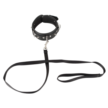 You2Toys Vegan Adjustable Collar & Leash Set, Black, 37-47 cm