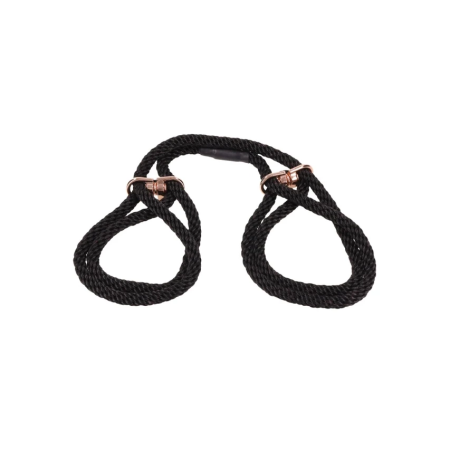 Sportsheets Knotty Brat Set - Rope Cuffs, Blindfold & Mini Crop, Black-Rose Gold