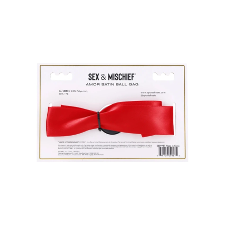 Sportsheets S&M Amor Satin Ball Gag Red Ribbon Adjustable 46cm