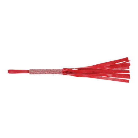 Sportsheets Amor Sparkle Flogger Red - Vegan Leather, Rhinestone Handle