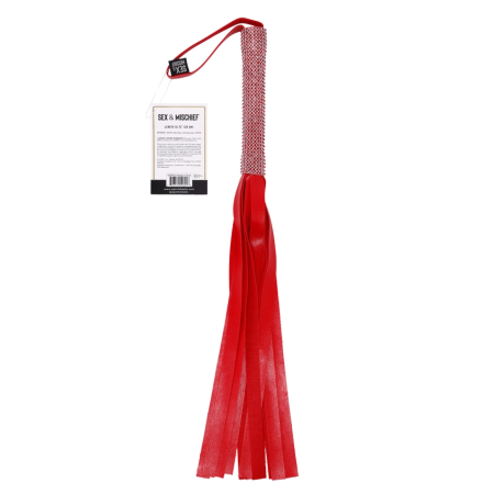 Sportsheets Amor Sparkle Flogger Red - Vegan Leather, Rhinestone Handle