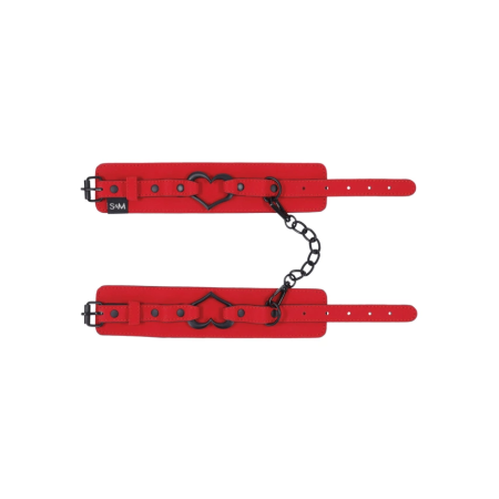 Sportsheets S&M Amor Handcuffs Red Vegan Leather Adjustable