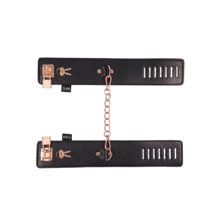 Sportsheets S&M Brat Locking Cuffs Vegan Leather Rose Gold 7.25-10.25”