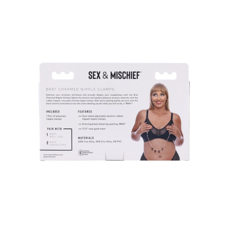 Sportsheets Sex & Mischief Brat Adjustable Tension Nipple Clamps Rose Gold