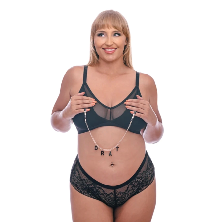 Sportsheets Sex & Mischief Brat Adjustable Tension Nipple Clamps Rose Gold