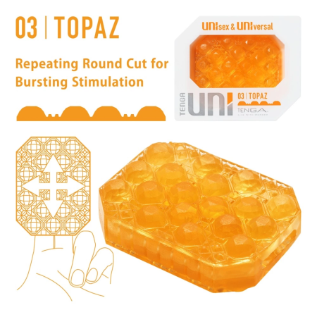 Tenga UNI Topaz Flexible Intimate Sleeve, Dual-Textured, 6 cm, TPE