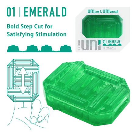 Tenga UNI Emerald Flexible Intimate Sleeve, Dual-Texture, 6 cm, TPE