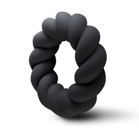Rocks-Off Twist Intimate Silicone Ring Black - Flexible, Ribbed Design