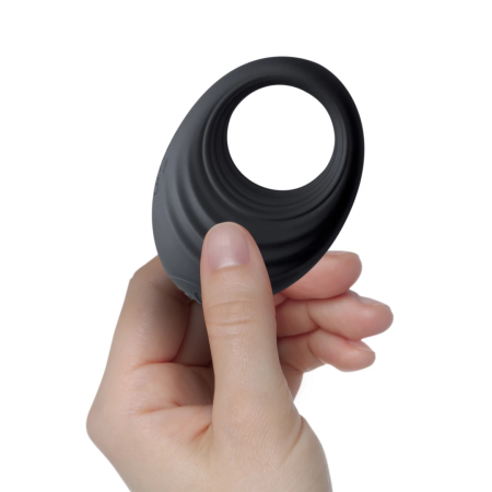 Rocks-Off Spire Vibrating Liquid Silicone Ring Black USB Rechargeable