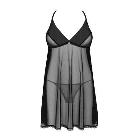 Obsessive Latinesa Babydoll Set Black M/L Adjustable Embroidered Straps