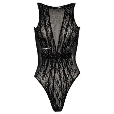 Cottelli Collection Body Fantasy S-L Rhinestone Stretch Bodysuit Black