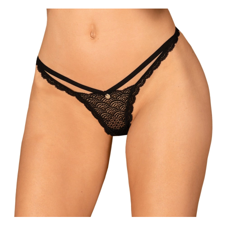 Obsessive Chemeris Lace Thong XL/2XL Black - Elegant Strap Detail