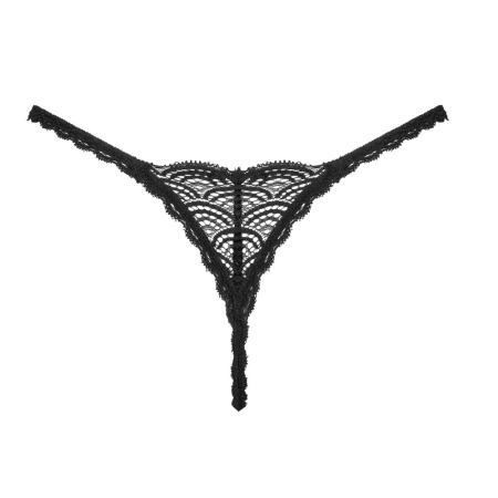 Obsessive Chemeris Black Lace Thong M/L - Decorative Strap Detail