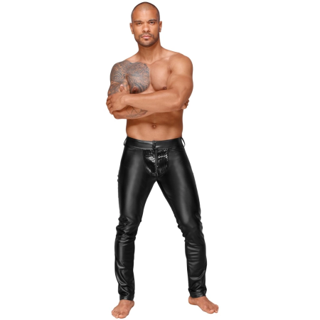 Noir Powerwetlook Men’s Trousers L with Vinyl Accents Black