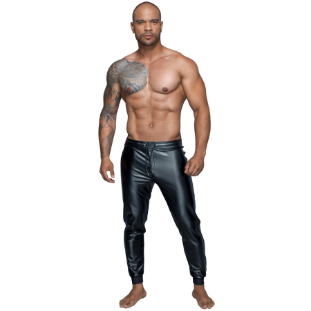 Noir Men Powerwetlook Treggings 2XL - Black, Drawstring Waist