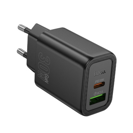 Hoco N63 30W GaN USB-C/USB-A įkroviklis juodas