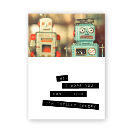 Warm Human Greeting Card Robots - Awkward & Adorable Message, 10x15cm