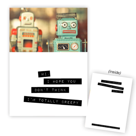 Warm Human Greeting Card Robots - Awkward & Adorable Message, 10x15cm