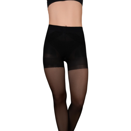 Bye Bra Power Up 40 Den Black L Shaping Tights with Tummy Control