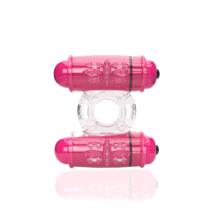 The Screaming O 4B Double Wammy Vibrating Ring Strawberry, Dual Motor