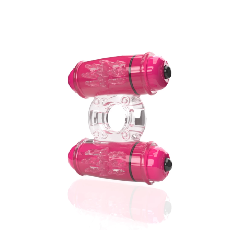 The Screaming O 4B Double Wammy Vibrating Ring Strawberry, Dual Motor