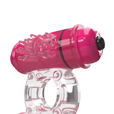 The Screaming O 4B Double Wammy Vibrating Ring Strawberry, Dual Motor