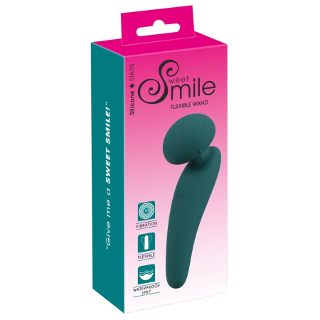 Sweet Smile Flexible Wand Compact Rechargeable Massager, 10 Modes, Black