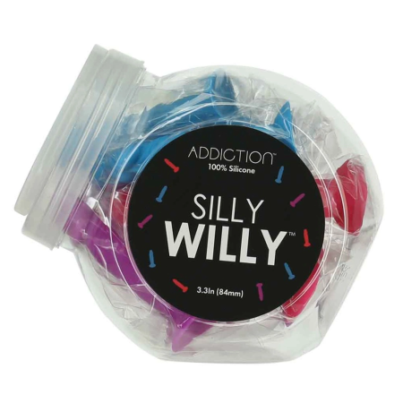 Addiction Silly Willy Mini Display Set - 12 Silicone Color Models, 8.4 cm
