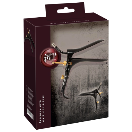 Fetish Collection Speculum Air & Liquid Tube Black-Gold 15cm Steel