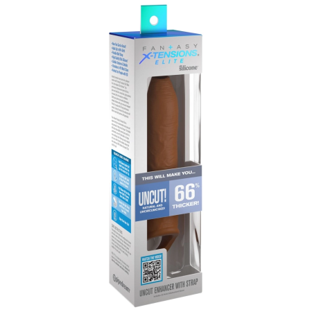 Fantasy X-Tensions Elite Uncut Enhancer Silicone Sleeve with Strap, 20.3 cm