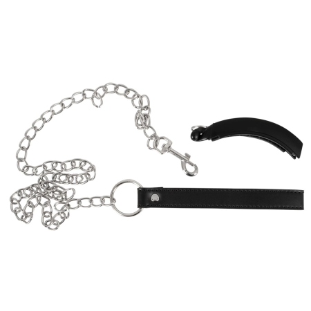 Bad Kitty Adjustable Intimate Clamp with Detachable Chain Leash, Black